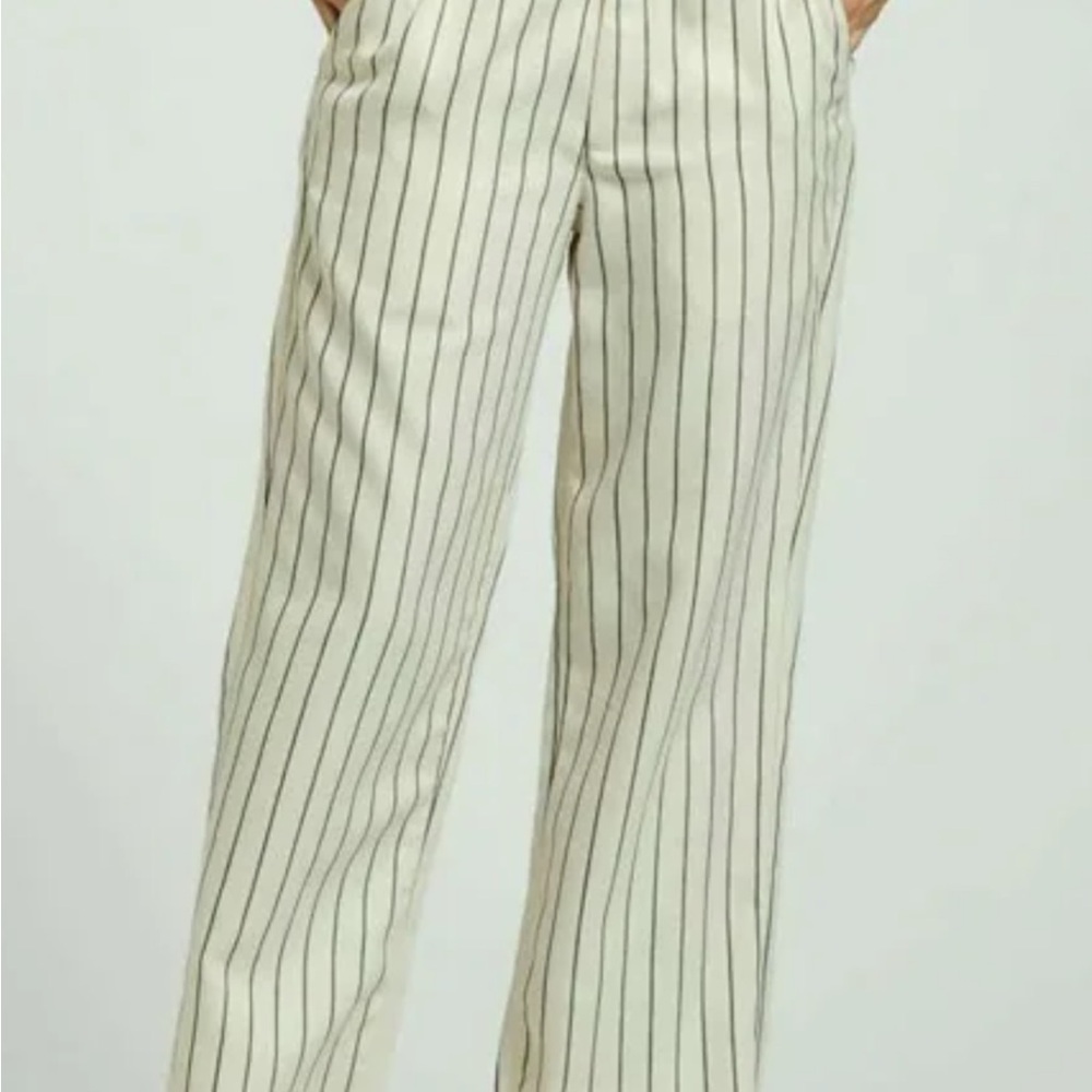 NWOT BRIXTON Women's Bedford Pant - Whitecap/Washed Black Pinstripe